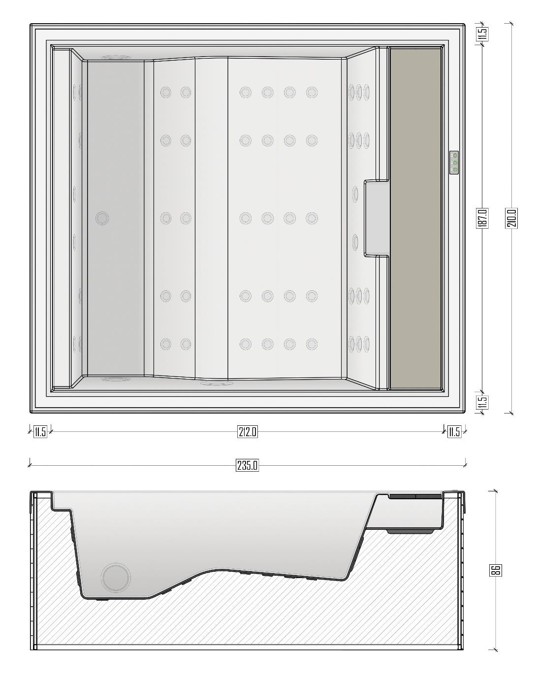 Dimensioni Mini Piscina Idromassaggio SPA YUI